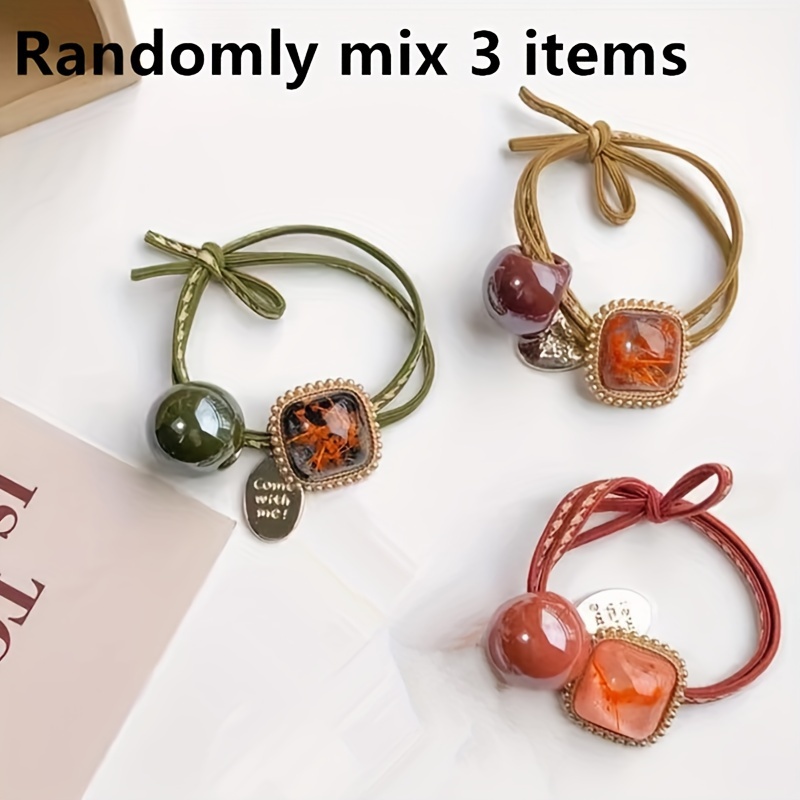 E-shop 3er Set Haargummis für Damen, mit hoher Elastizität und Haltbarkeit, für Retro-Dutt-Styles und einfache Pferdeschwanz-Verzierungen