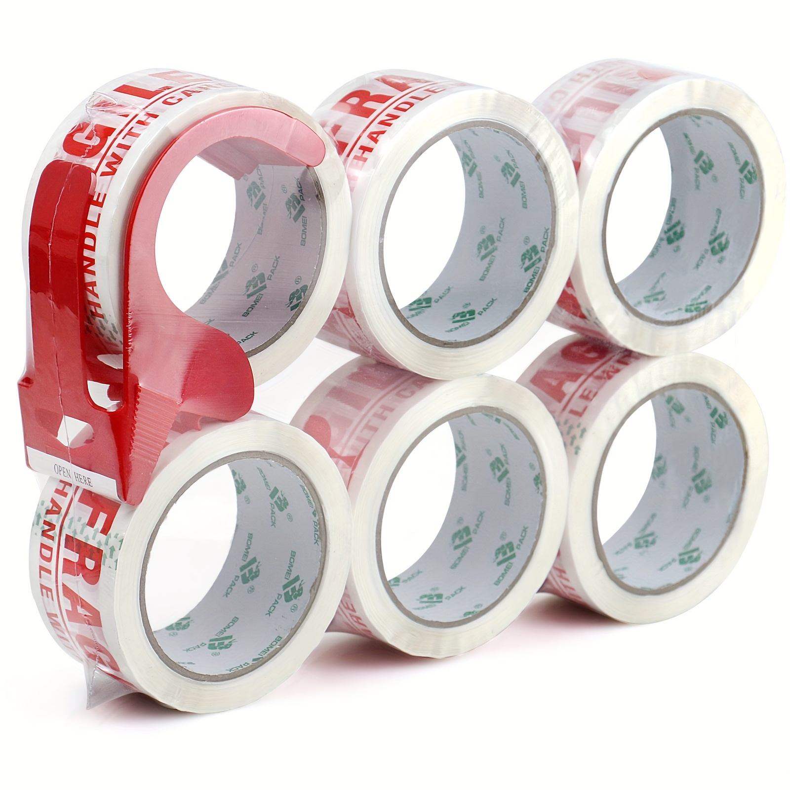 

6 Rolls Fragile Warning Packing Tape-strong Adhesive Heavy Duty Packaging Tape For Carton Sealing, Industrial Packing, Office Use- 1.89in X 72 Yard