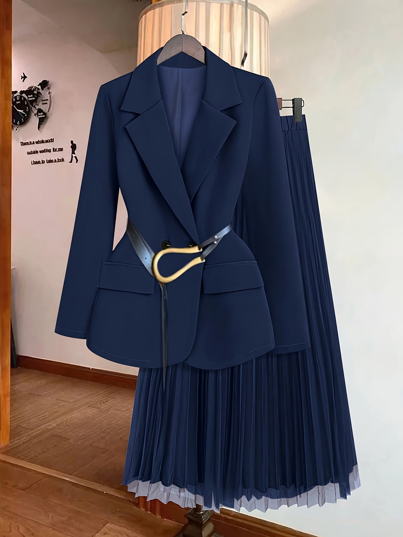 Midnight Bloom Blazer Skirt Set from Newness A chic two piece outfit perfect for spring and fall featuring a matching blazer and skirt