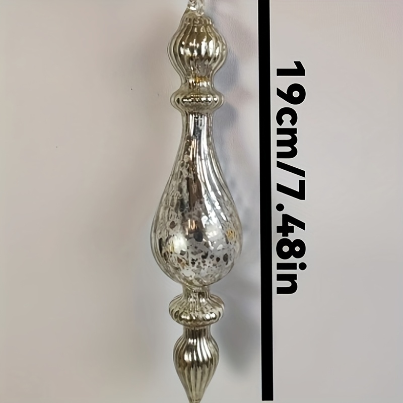 TEMU 3pcs Set, Silvery-plated Christmas Glass Ornament Hanging Decorations, Christmas Hanging Ornaments, Christmas Decorative Pieces, Length: 19cm,