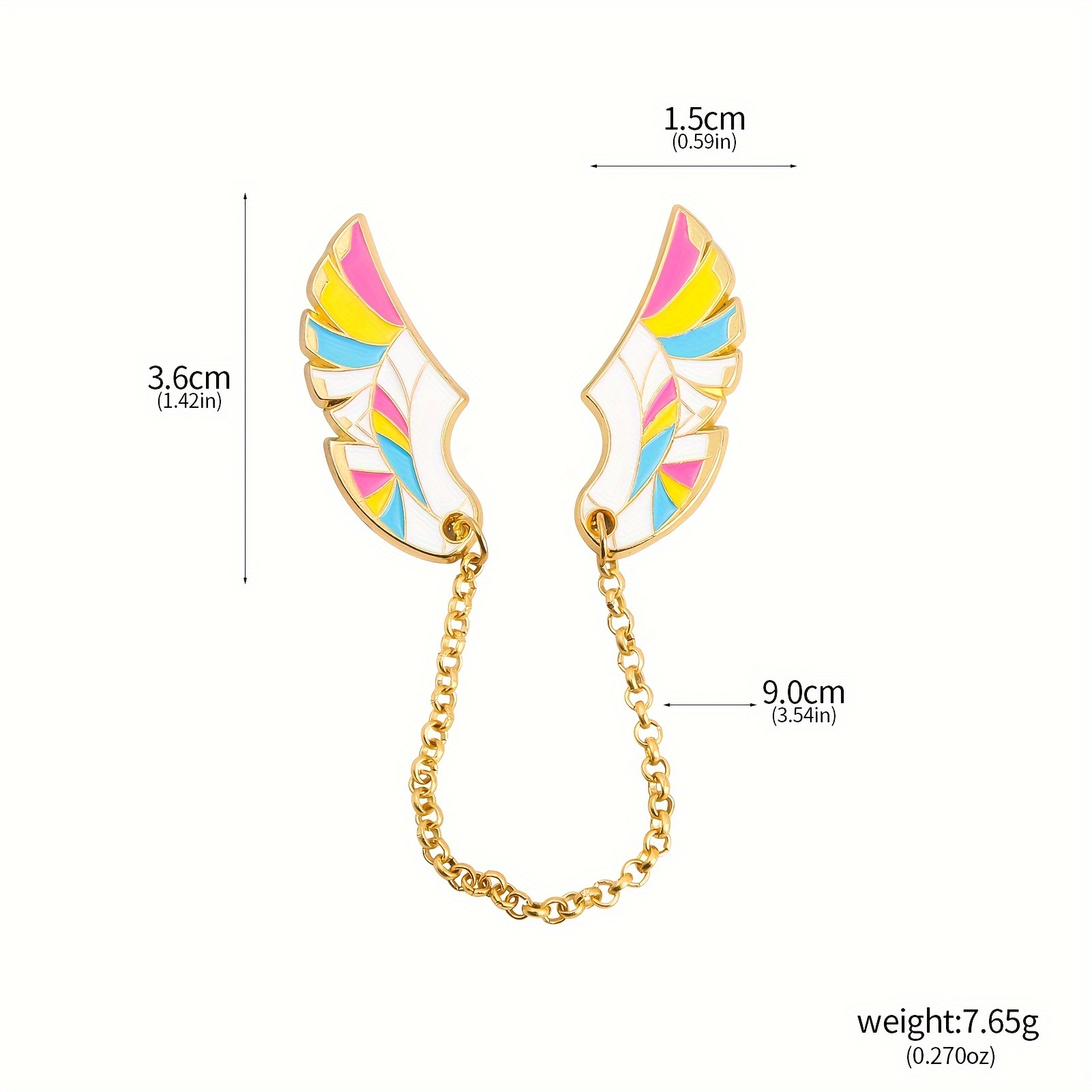 Elegant Butterfly Wing Chain Brooch - Multicolor Angel Wings Lapel Pin, Cute Alloy Fashion Accessory For Dresses &amp; Sweaters