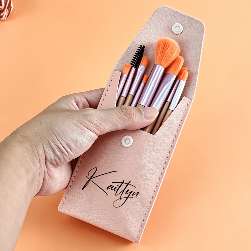 TEMU [Personalizzato] Set di pennelli da trucco con personalizzato, confezione regalo, custodia portatile, per fidanzate, , mamme, matrimoni, , San,