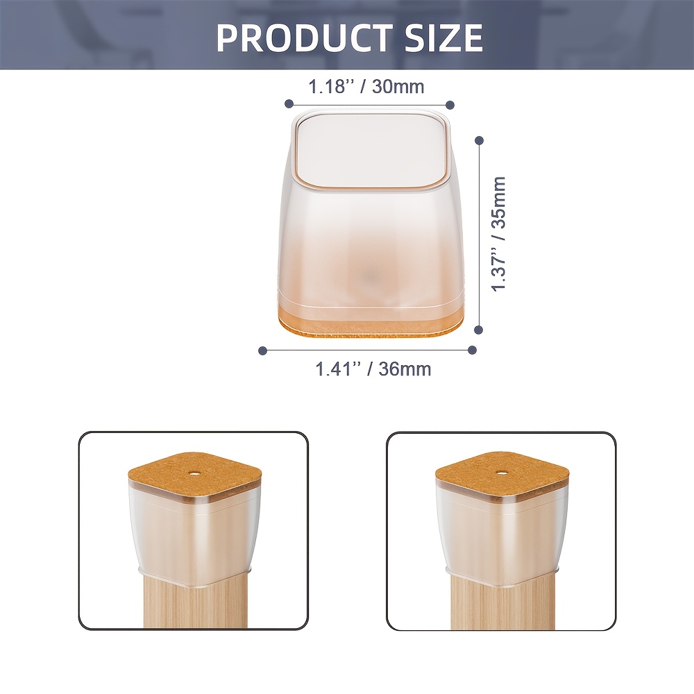 TEMU 36 pz Protezioni in Silicone per Gambe di Sedia per Pavimenti in Legno Massello, Cuscinetti Scorrevoli per Gambe di Sedia, Fermapiedi per Mobili