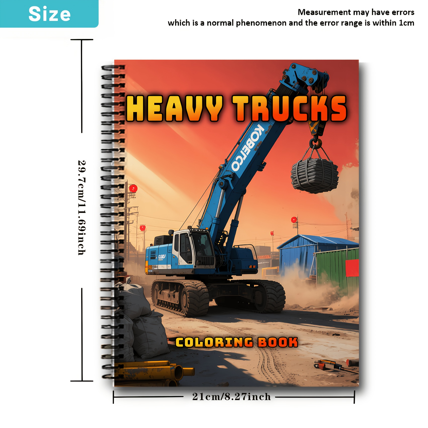 Upgraded Engineering Vehicle Coloring Book, 20 Pages Thickened Paper A4 Size, Construction Site Patterns, Industrial Power Experience | Birthday Gift | Valentine's Day | Christmas | Halloween | New Ye