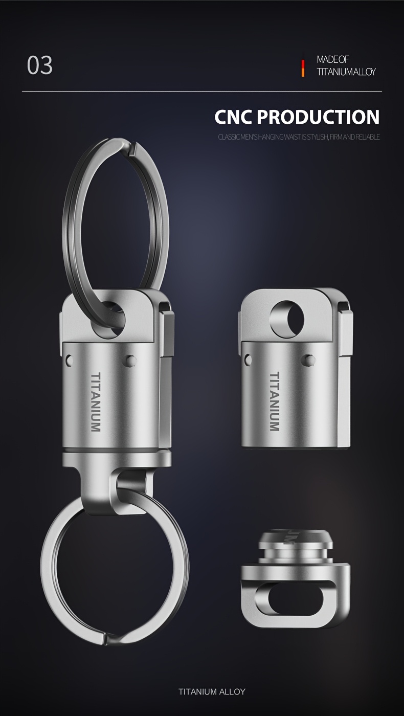 1-Pack Titanium Alloy Magnetic Keychain Buckle – Quick Release Rotatable Clip for Keys, Belt Loop, EDC Tool, Fishing Gear, Lightweight & Durable Gray Metal Design