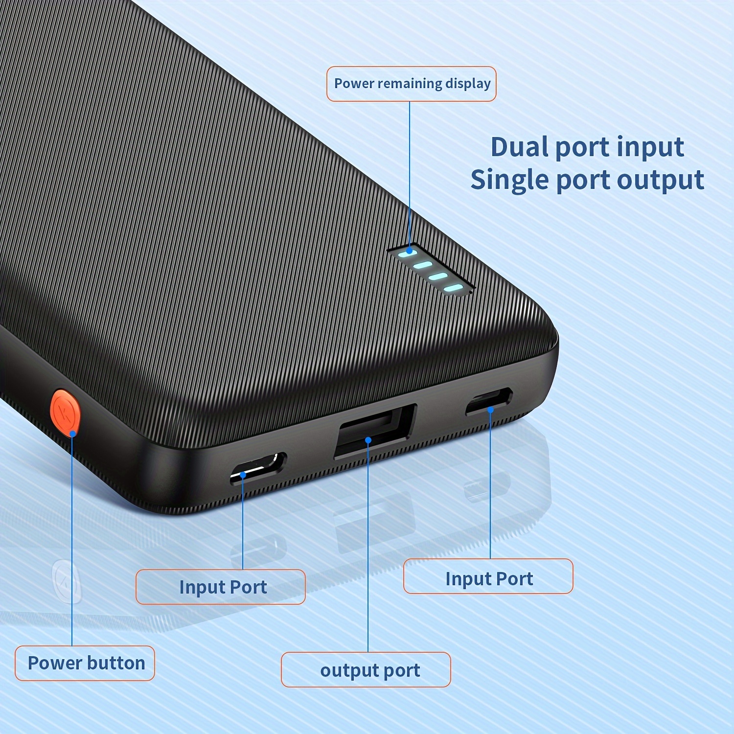 

10000mah Portable Power Bank, With Led Power Display, Suitable For Outdoor Emergency, With Usb/type-c/micro Usb Interface, Suitable For Android Mobile Phone And Other Digital Electronic Devices
