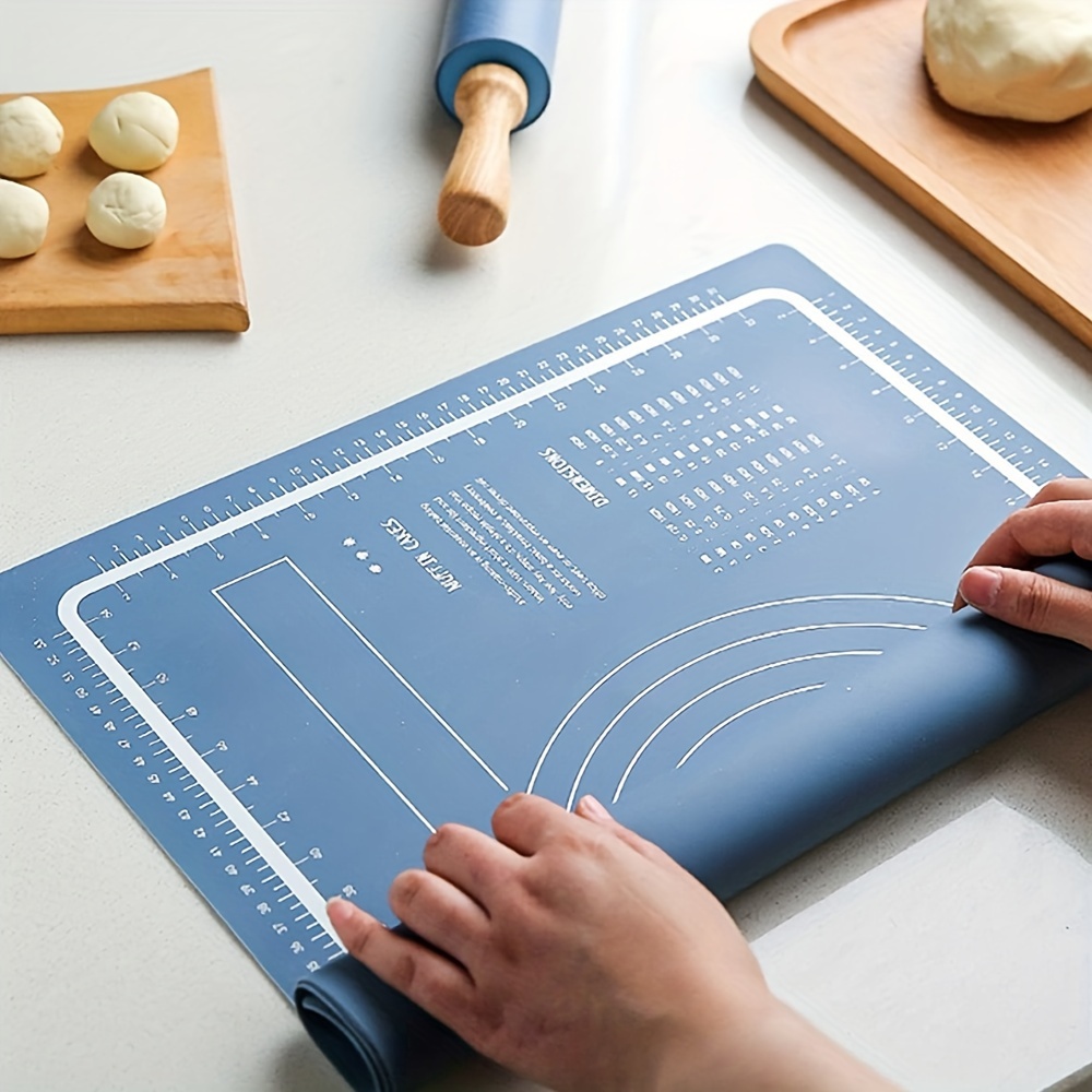 silicone rolling pin and baking mat set for baking pizza making dough pasta flour stick and silicone baking mat for rolling and measuring details 4