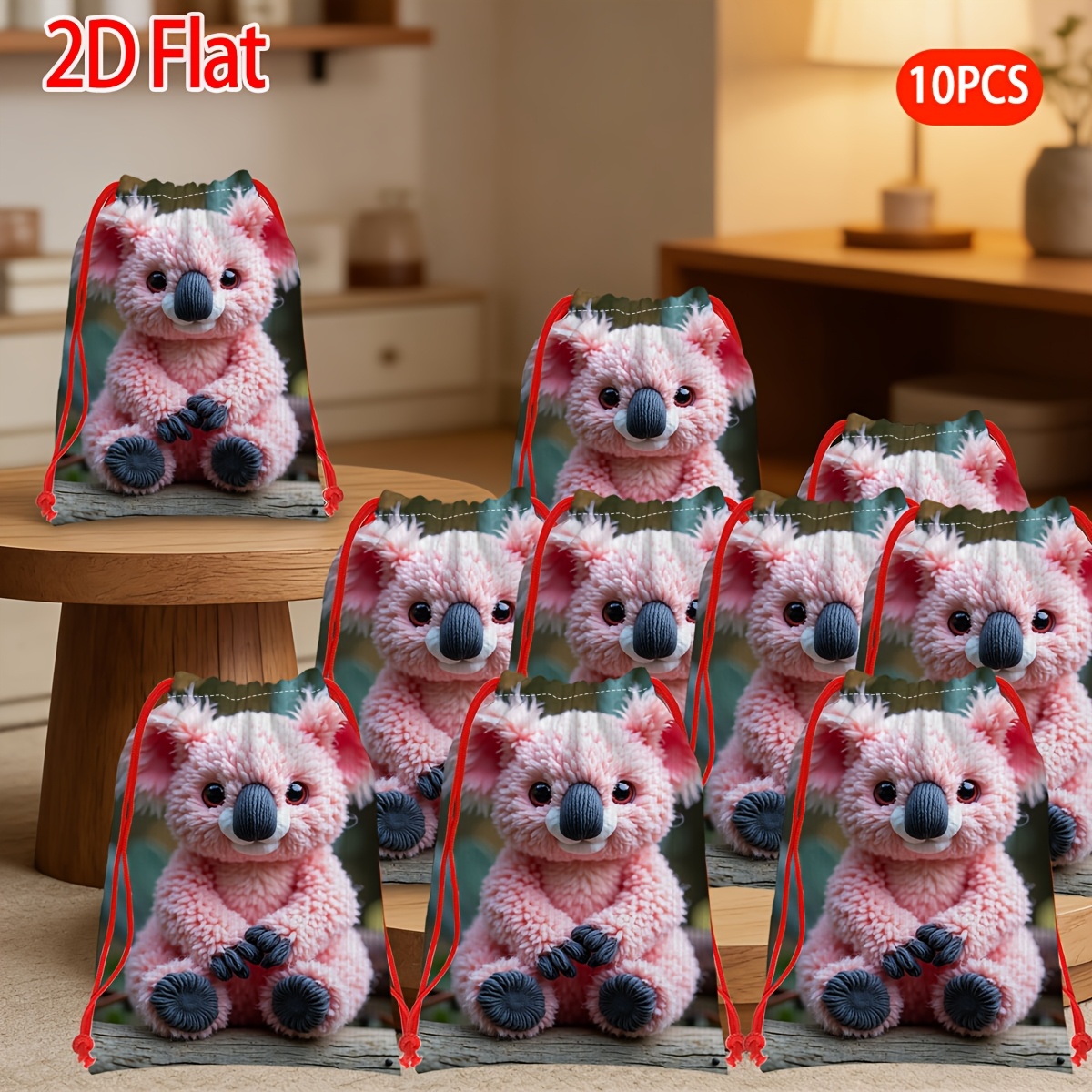 2D Flat Pink Koala Plush Toy Gift Bag