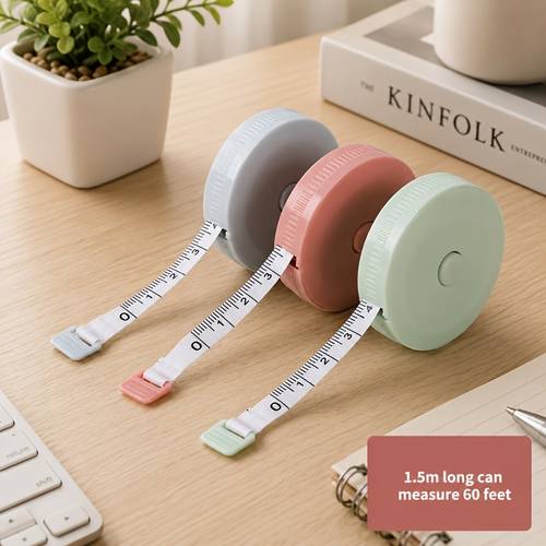 2pcs set of automatic retractable tape measure and soft ruler with iron head random portable plastic soft ruler measuring tool student handmade sewing trimming home decoration measuring tool gift for birthday christmas