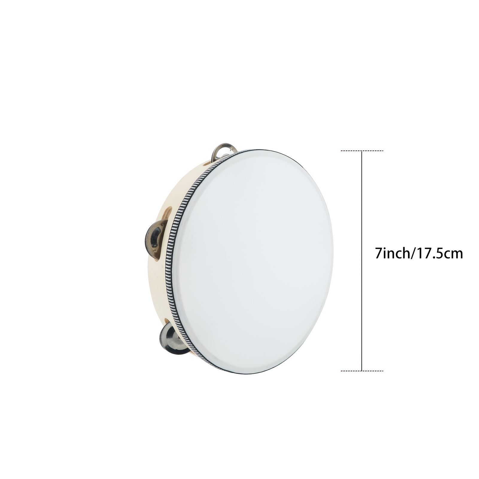 1pc Wood Handheld Tambourine, Single Row Metal Jingles, Percussion Musical Instrument for Church, KTV, Party, Game