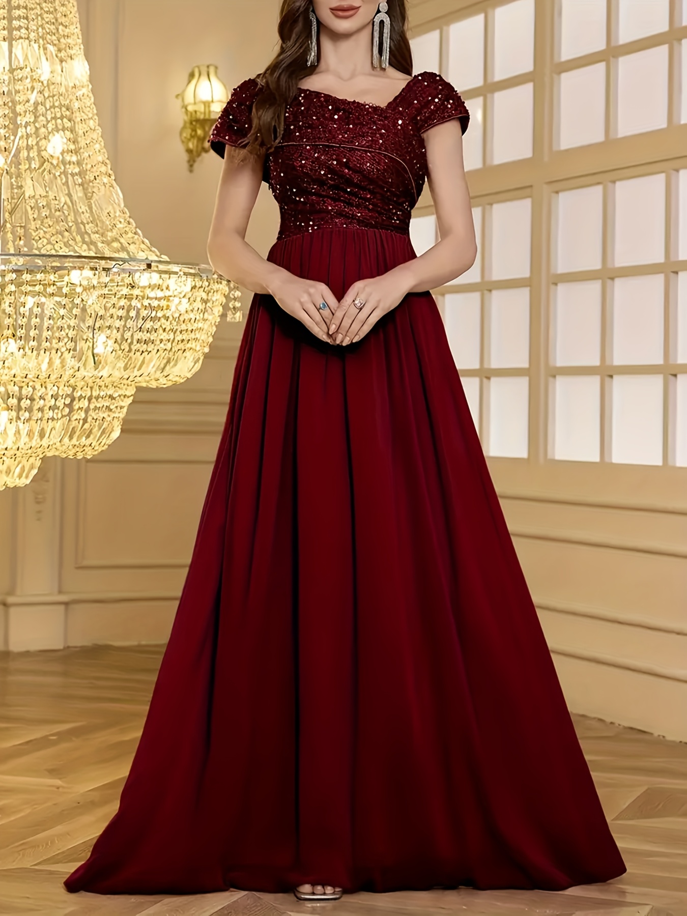 Formal Gala Wear Womens Formal Evening Gown V Neck Long Temu Chile