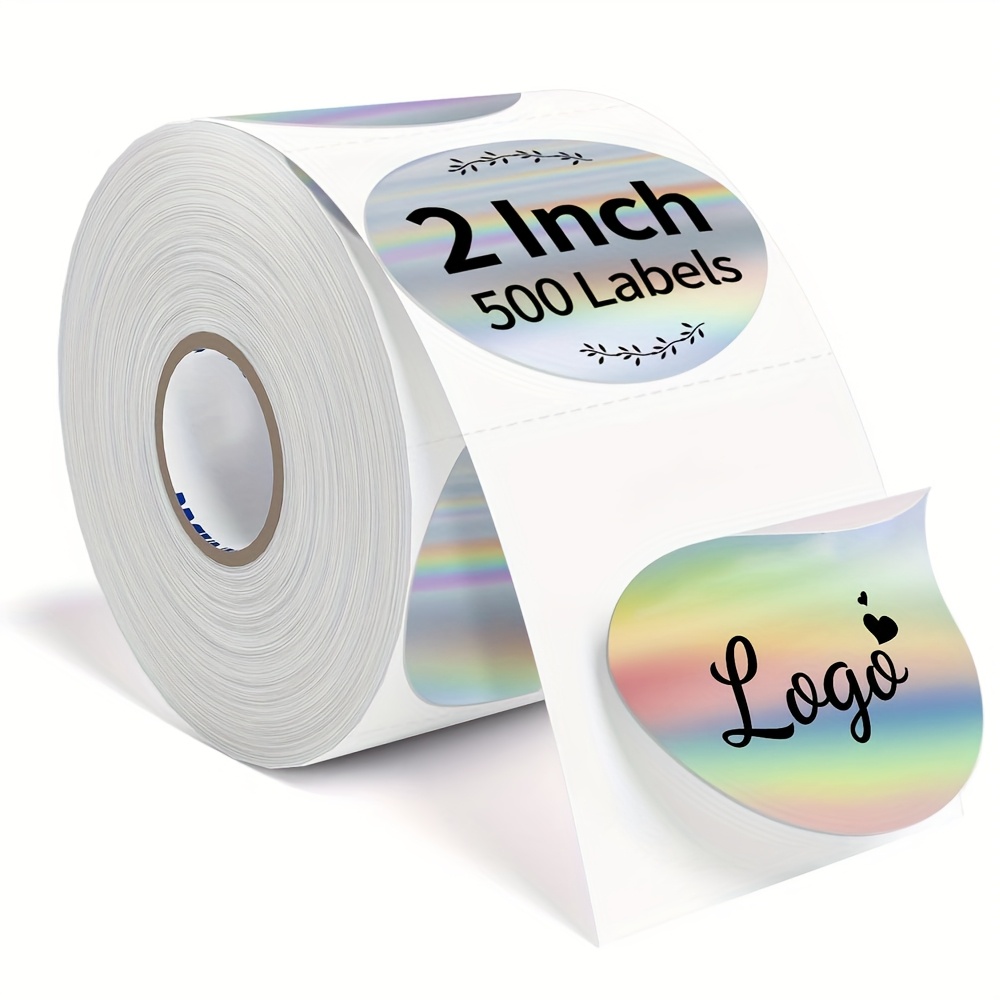 

500pcs 2 Inch Holographic Stickers, Self-adhesive Waterproof Thermal Labels, Mixed Color Paper For Business /thank You Cards, Plastic/glass/metal/ceramic Compatible, Single Use