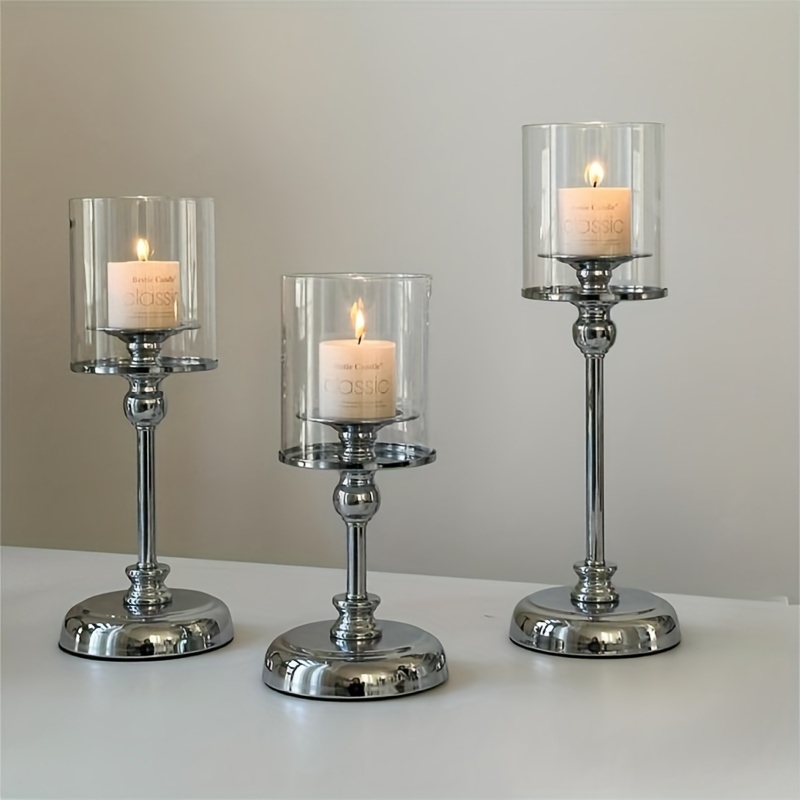 

3pcs Silvery Candle Holder, Candle Stand, Center Table Decoration Candle Holder, Home Decoration, Coffee Decoration