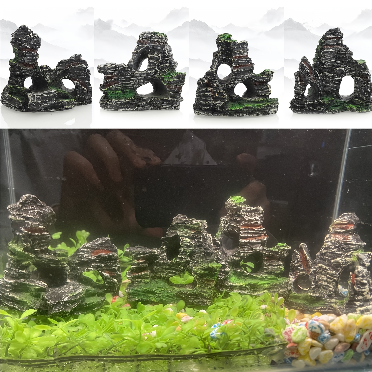 

Aquatic Hideaway - Resin Fish & Shrimp Shelter For Aquarium Landscaping, Decorative Desktop Ornament