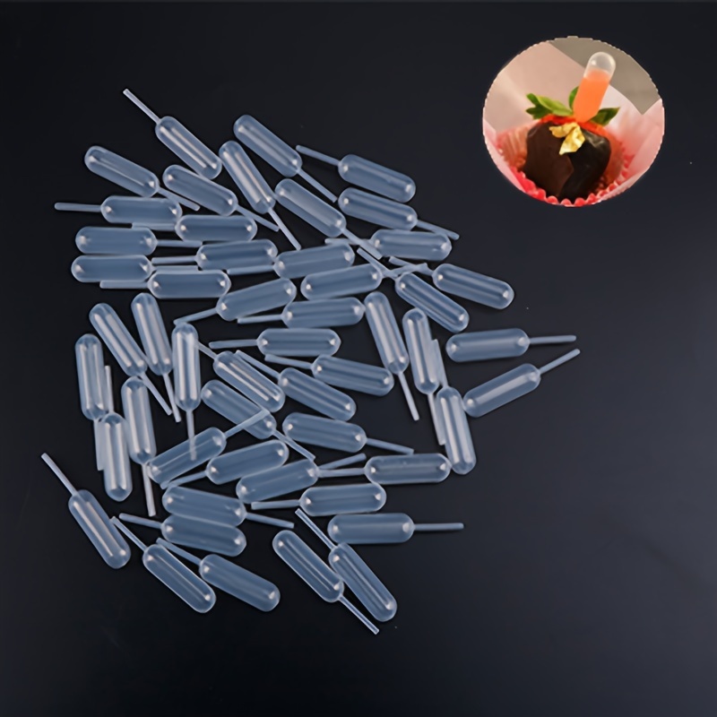 

100pcs Disposable Plastic Transfer Pipettes 4ml - Squeeze Dropper For Cupcakes, Strawberry, Desserts & More