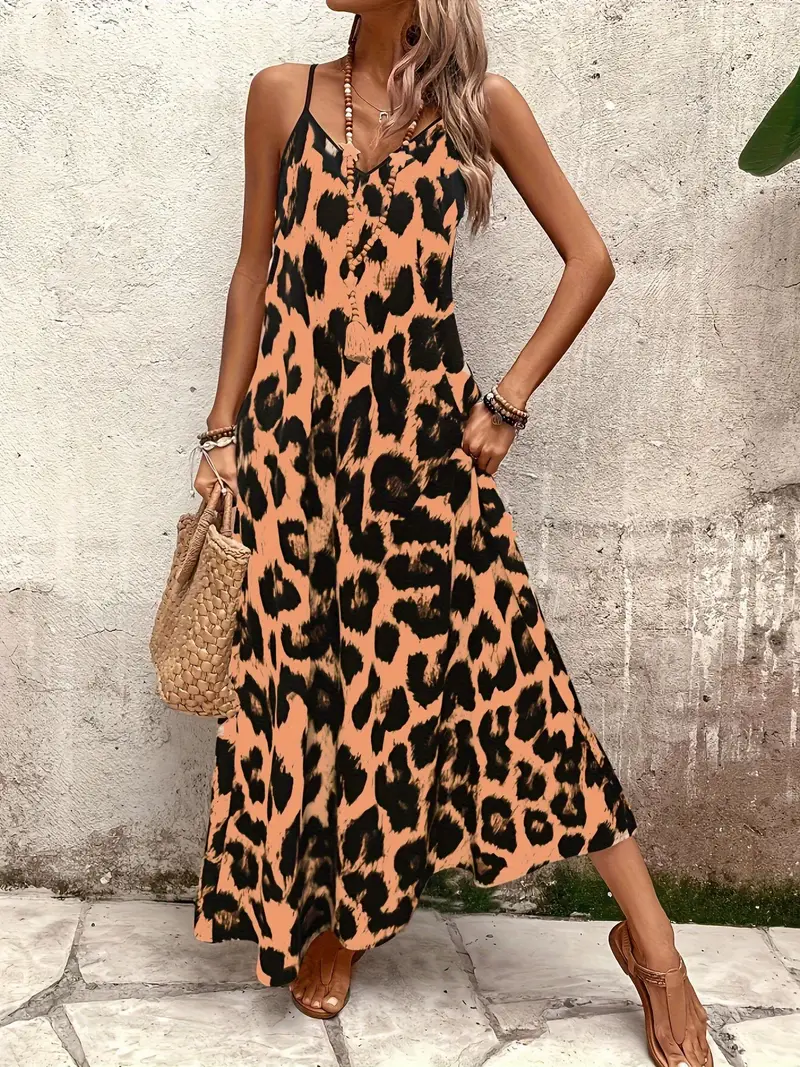 womens leopard print v neck maxi dress party everyday - Temu Mauritius womens leopard print v neck maxi dress party everyday - Temu Mauritius