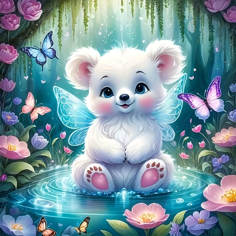 

1pc 5d Cube Diy Round Diamond, Diamond Painting Cartoon Bear Diamond Cross Stitch Hanging Painting Decorative Painting, Suitable For Beginners And Craft Lovers