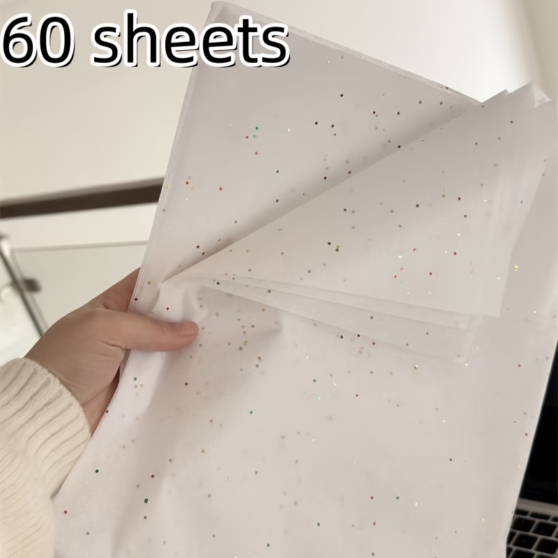 Image of Thin Paper With White Glitter Pattern, 20 '' X 14 '' Gift Wrapping Paper, Suitable For Christmas Gifts, Birthday Gift Packaging, Bouquet Packaging, Gift Bag Filling, Party Gifts