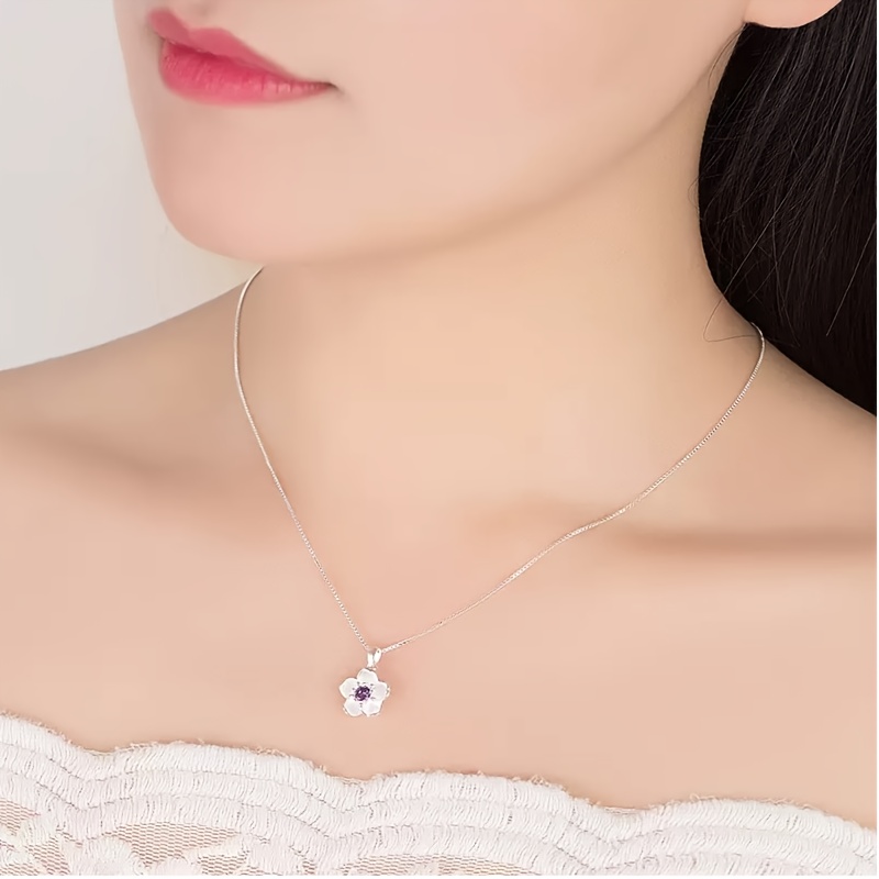 TEMU Elegant Peach Pendant Necklace - Vintage Bohemian Style, Synthetic Synthetic Zirconia, Daily Wear And Gifting, Valentine's Day, Christmas Gift,