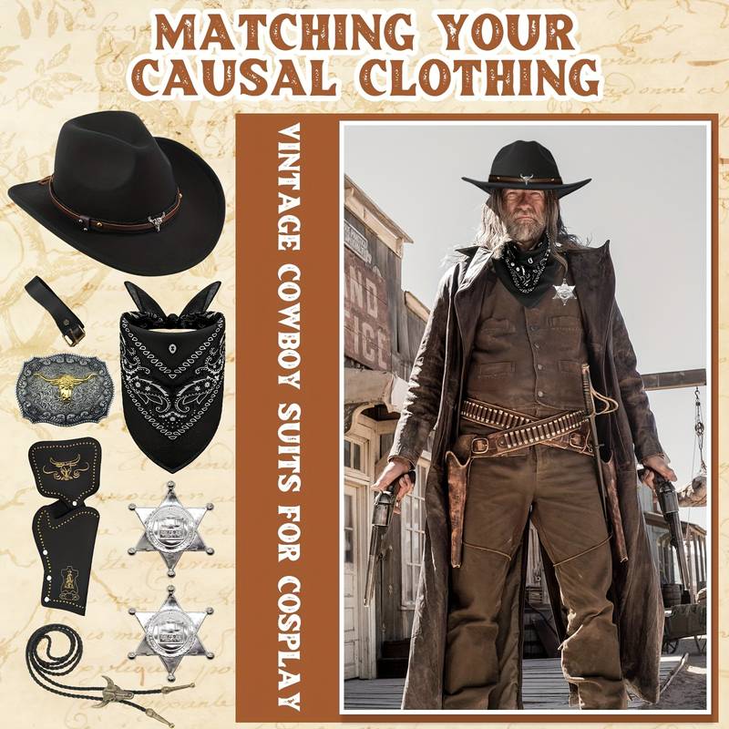 Wild Western Cowboy Costume For Adults – Complete Multi-Color Polyester Outfit