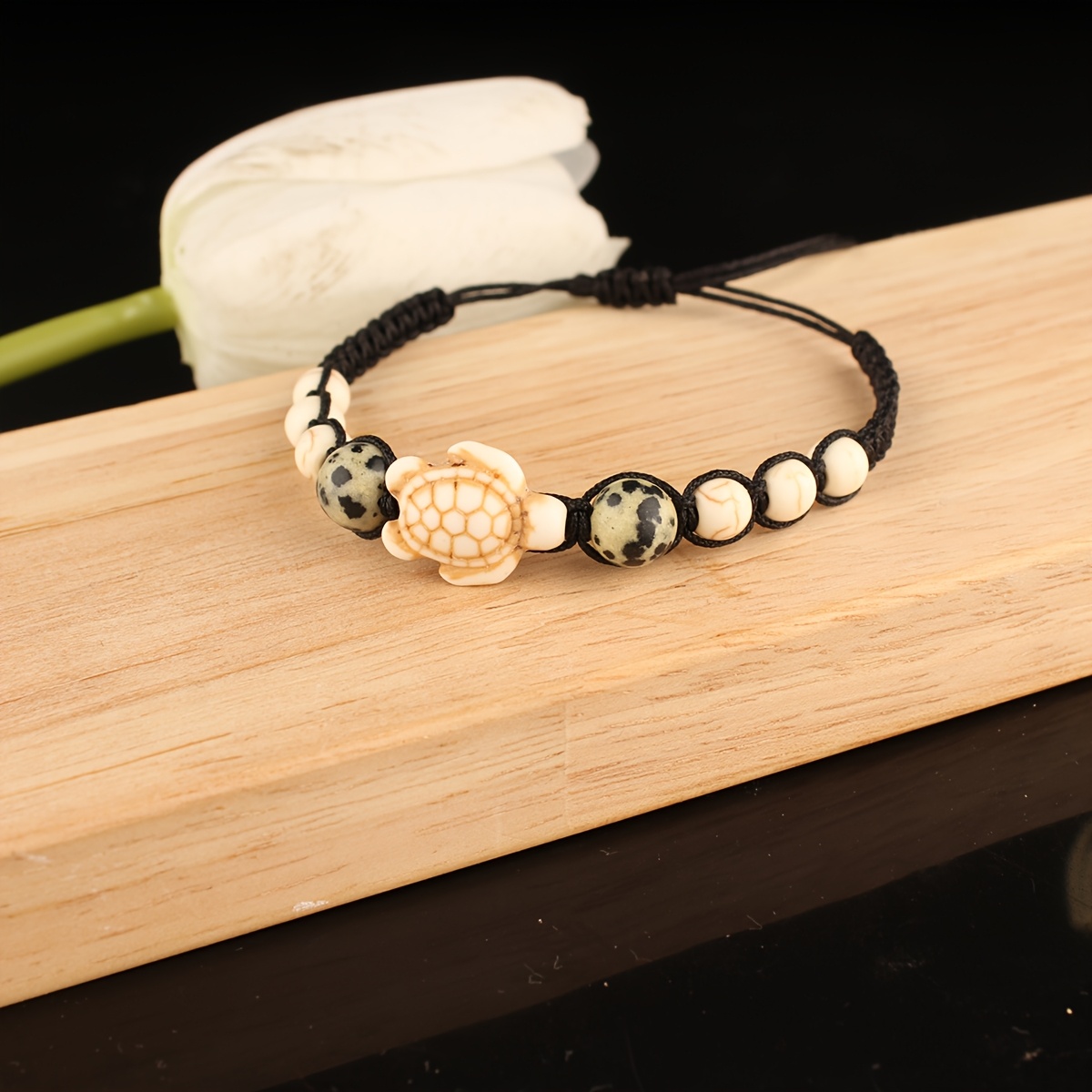 Bohemian Turtle Shell & Agate Beaded Bracelet, Nature Inspired