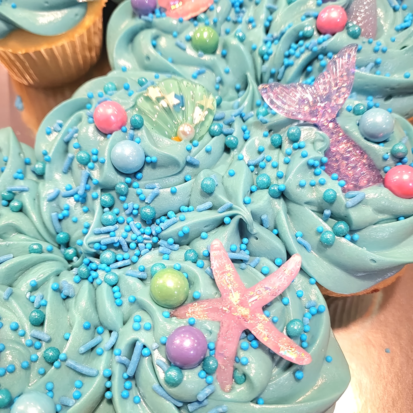24pcs mermaid tail cake topper star conch cake cupcake Temu