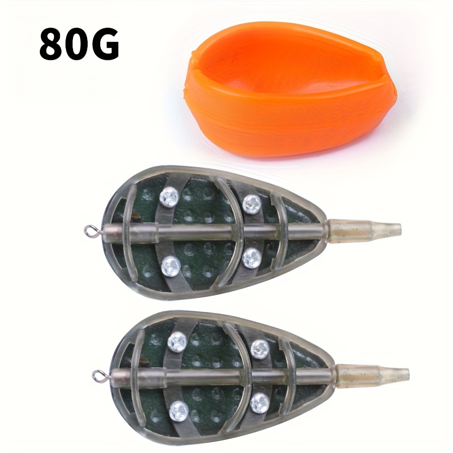 Image of 1 Set Of European-style Carp Fishing Baiting Device Bait Holder Rig Additions 3pcs Set Carp Bait Cage Long-throw Lead Sinker