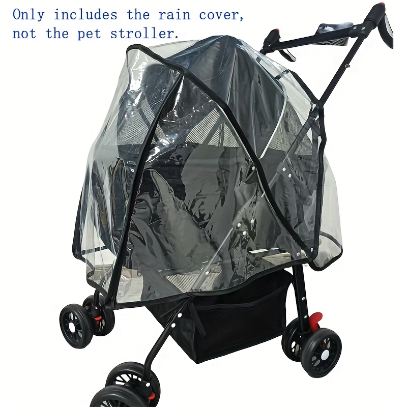 E-shop Regenschutz für Haustierwagen, winddicht und staubdicht, aus EVA-Material, transparente Regenabdeckung, -Design mit Reißverschluss,