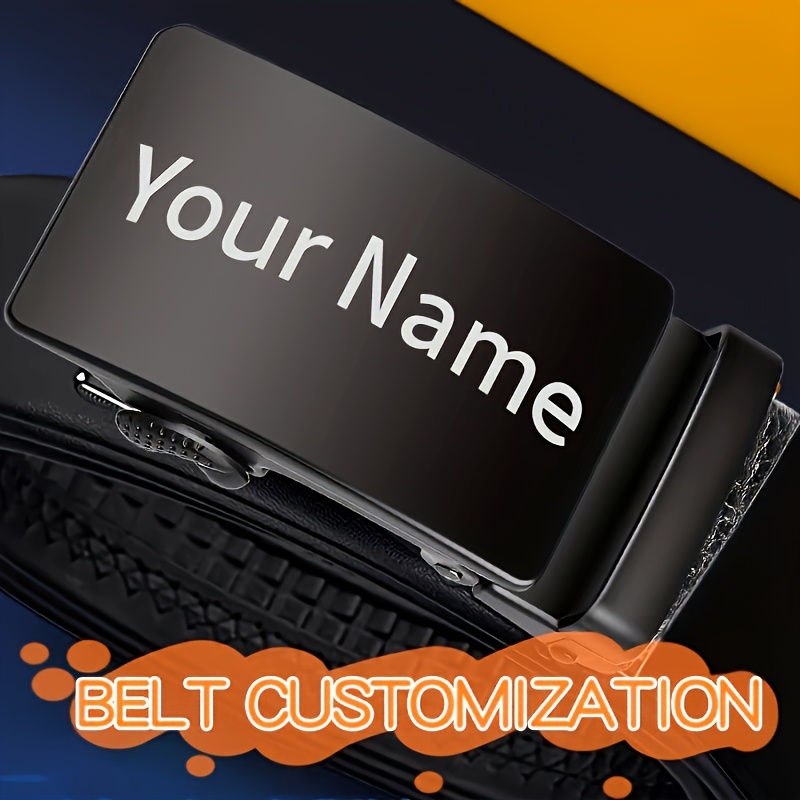 TEMU 1 Personalized Custom Belt, Diy Engraved Faux Leather Pants Belt For Men With Automatic , Custom Valentine's Day Gift For Boyfriend Or Father,