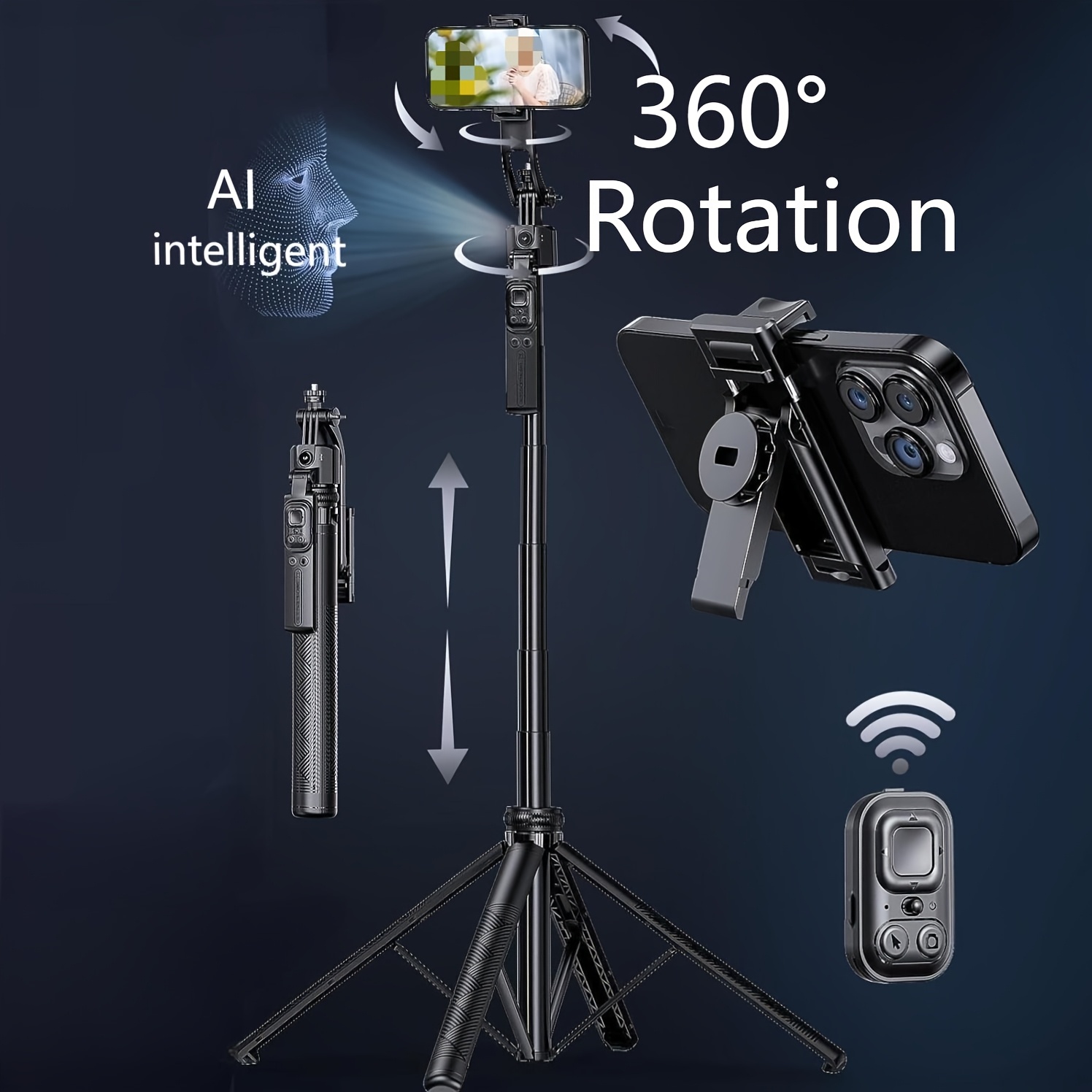 Selfie Stick Rotating Tripod For Iphone Face Tracking Tripod, Auto