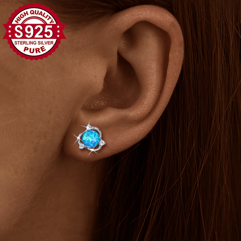 Image of A Pair, S925 Silver, Surrounding Stud Earrings, Shiny, Romantic, Sweet High-quality Earrings, Suitable For Women's Dates, Dinner Wear, Hypoallergenic