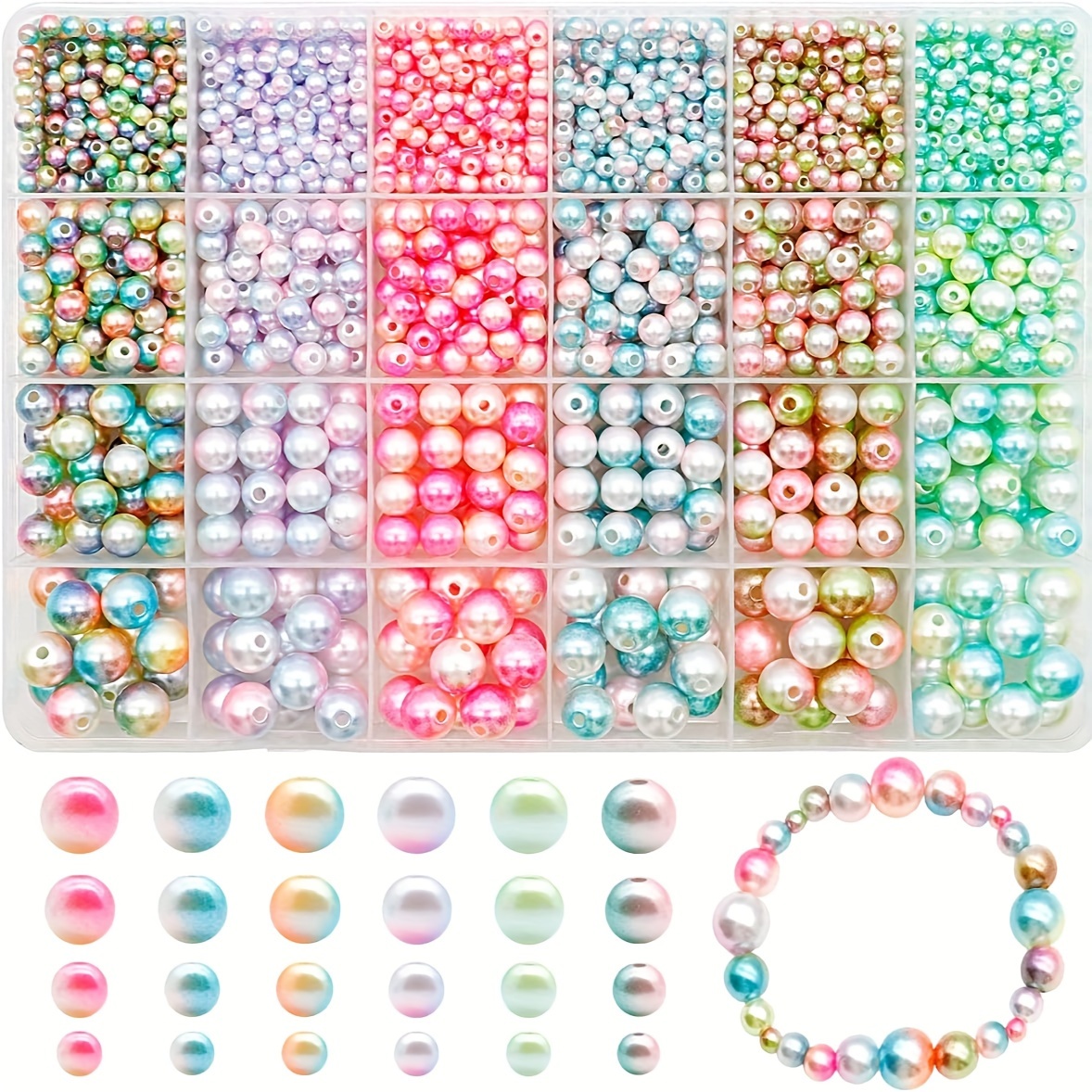 

Set For Jewelry Making - 1890pcs Assorted , 4/6/8/10mm Plastic Holes For Diy Bracelets & Necklaces - No Needed, Embroidery-