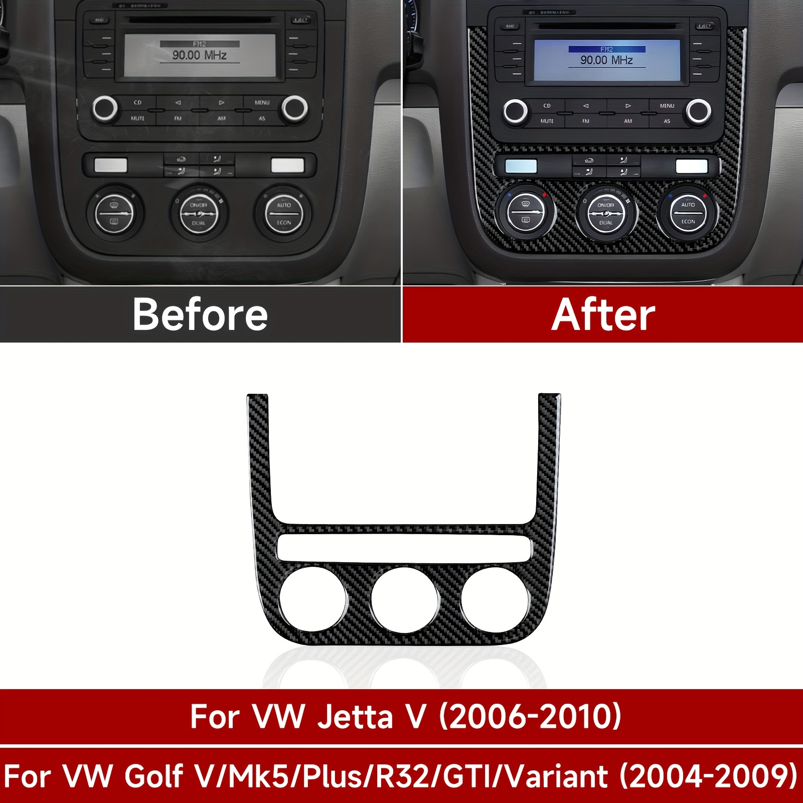 Image of Car Manual Digital Ac Controls Panel Sticker Carbon Fiber Interior Decals For Vw Jetta V (2006-2010) For Golf Mk5 Plus R32 2004-2009 Accessories, Christmas Decorations