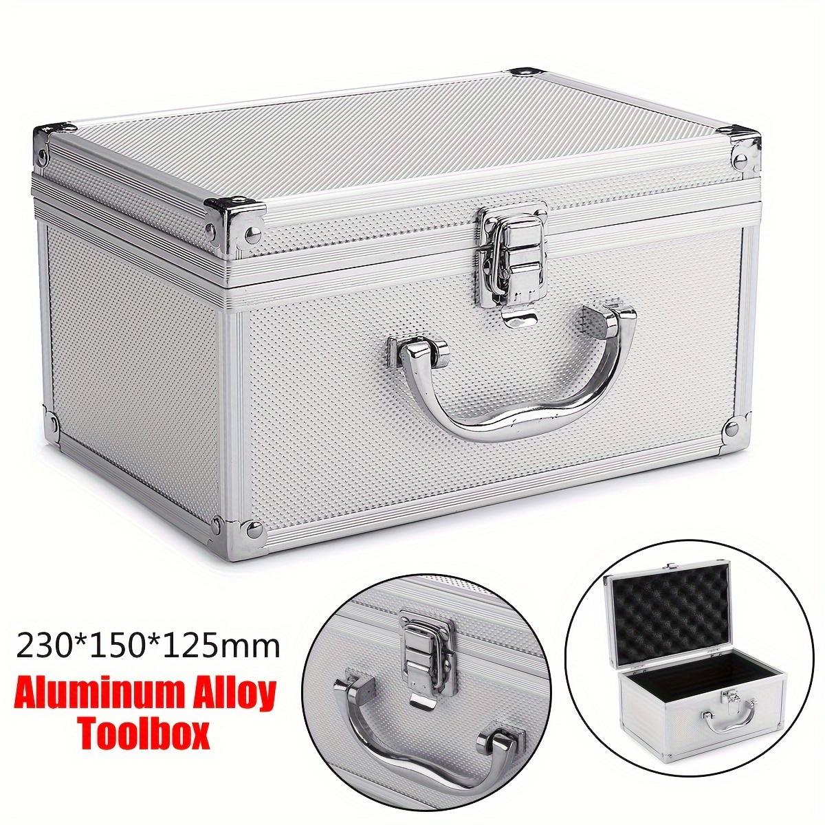 

Aluminum Alloy Storage Box 230x150x125mm - Portable Display Case With Lining For Tools, Instruments, Jewelry, And Documents - Large Capacity Under 3.2 Cubic Feet, Height <27", Lightweight Design