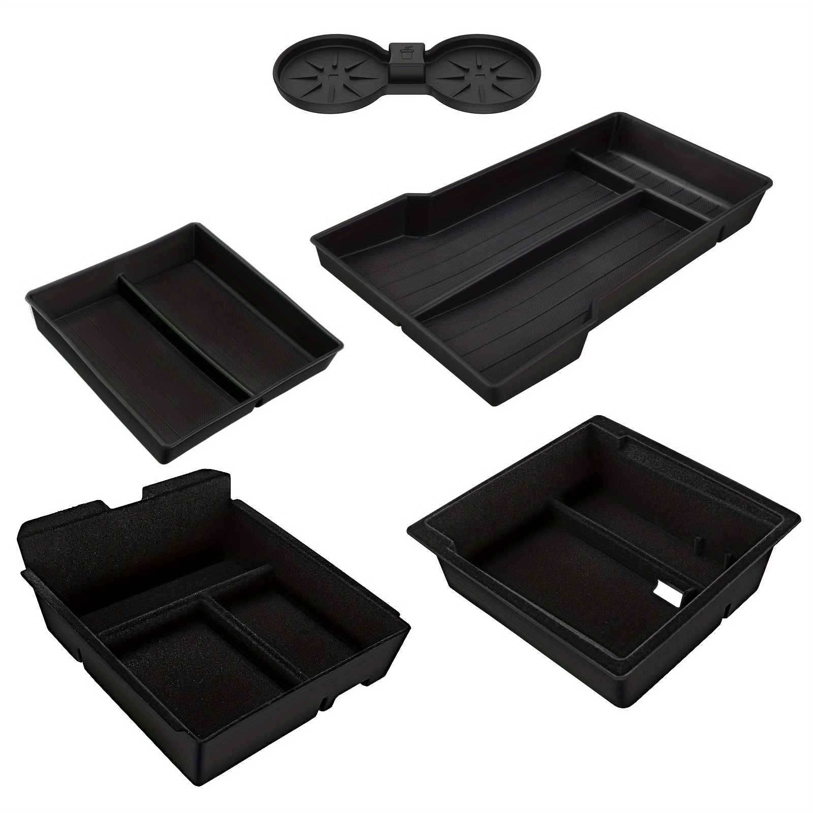 

5pcs, Center Console Organizer Tray For Tesla Highland Accessories 2024 Armrest Hidden Drawer Storage Box Cup Holder