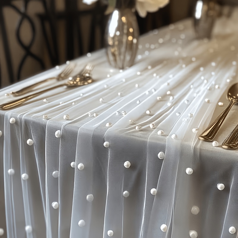 TEMU Tulle blanc | Idéal pour nappes, fonds de cérémonie, décoration intérieure, décoration de chambre, décorations de fête d'anniversaire et