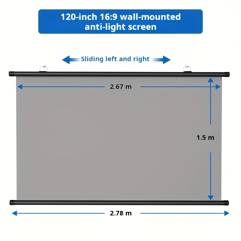 Xiaohui Foldable Projection Anti-lighting Curtain Daytime Direct Projection Curtain Home Hd 4k Hole-free Simple Living Room Bedroom Wall-mounted Curtain Anti-lighting Screen 120 Inch