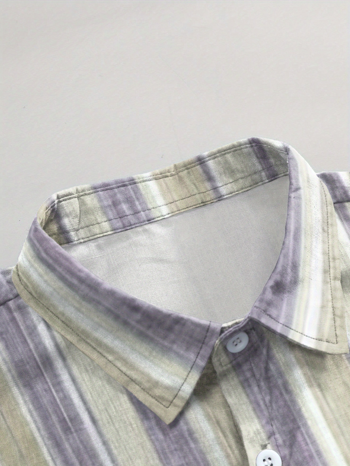 Men'S Casual Striped Short Sleeve Button-Up Shirt - Light Blue & White Vertical Stripes, Collar, Regular Fit Summer Casual Wear, Short Sleeve Button Blouses, PLUS SIZE