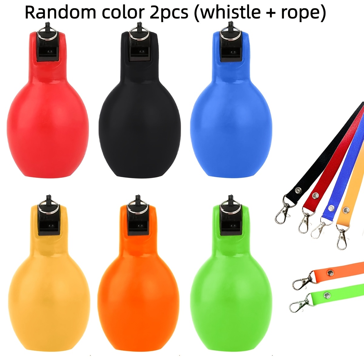 Image of 2pcs (rope+whistle) Mixed Color Squeeze Whistle, Suitable For Teachers, Referees, And Outdoor Sports - Suitable For Dog Trainers, Basketball, Soccer, And Training Accessories, Fan Whistle