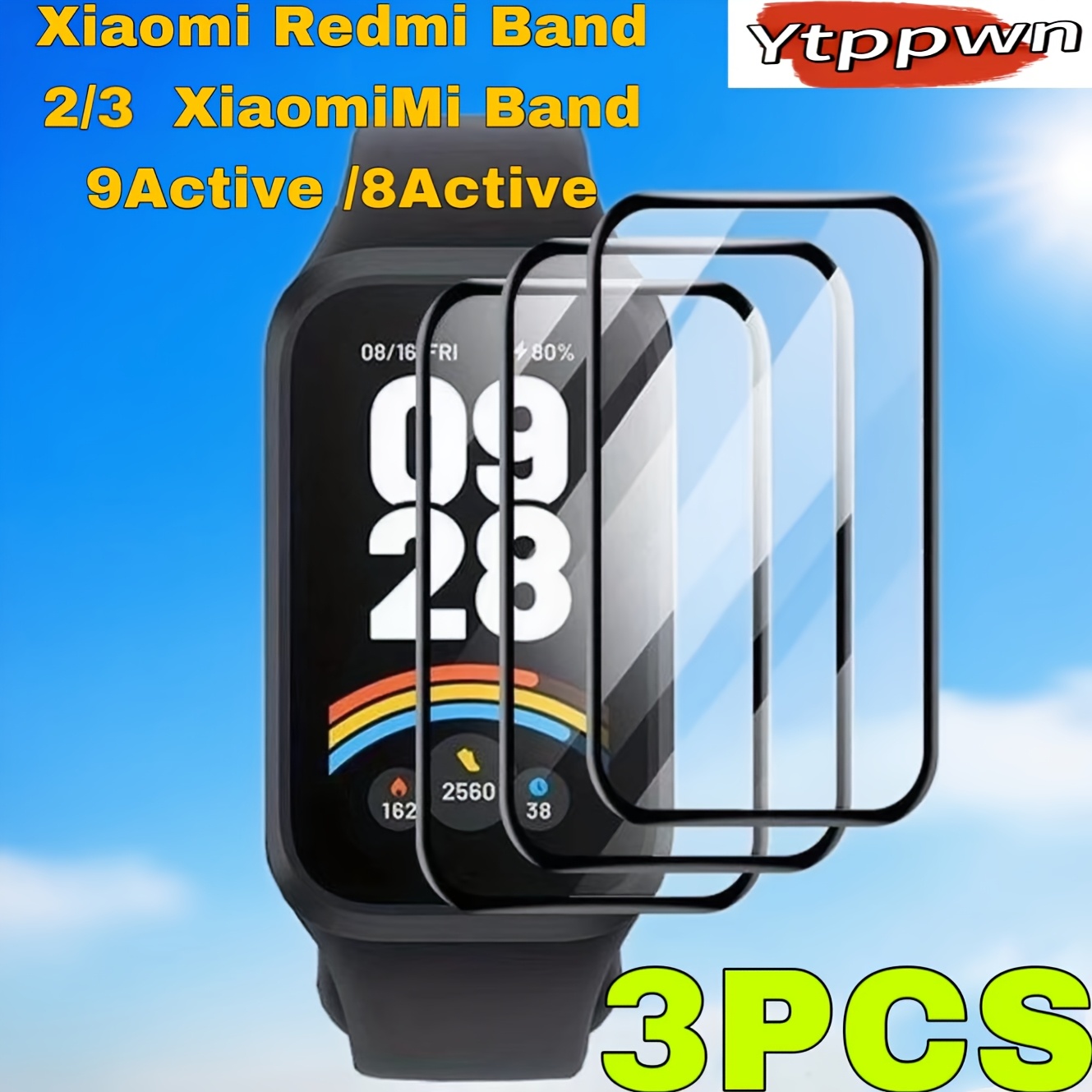 TEMU 3 Piezas Protector de Pantalla para Xiaomi Redmi Band 2/3/8/9 Active - HD Transparente, Resistente a Arañazos e Impactos ( 5H), Anti-Huellas,