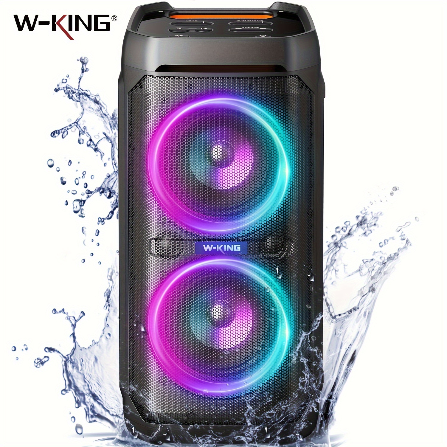 

W-king 130w Wireless , Ipx6 Waterproof Portable Loud Outdoor Speaker, , , Karaoke Boombox Lights, Usb , Wired Mic , Musical Instrumental , Adjustable , Dual Eq, Aux-in, Tf Card Slot