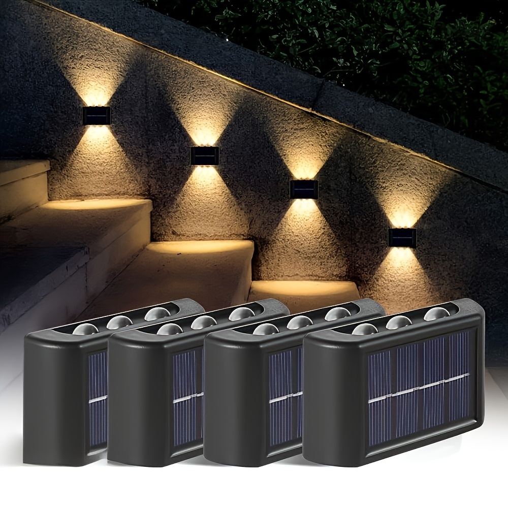 4pcs Solar Outdoor Wall Lights Patio Decor, Balcony Decoration, Dual Head Washable Light Lamp, Suitable For Halloween, Christmas, Thanksgiving, New Year Etc.
