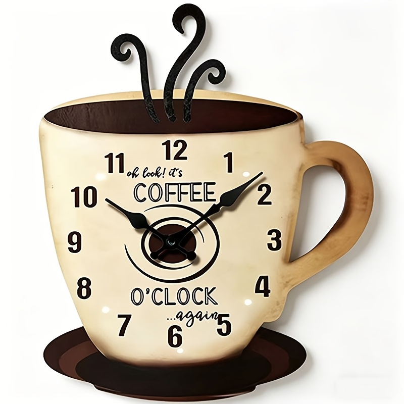 Creative Coffee Cup Shaped Wall Clock, Nordic Style Individual Decorative Silent Clock, Suitable For Living Room Bedroom Cafe Wall Decor