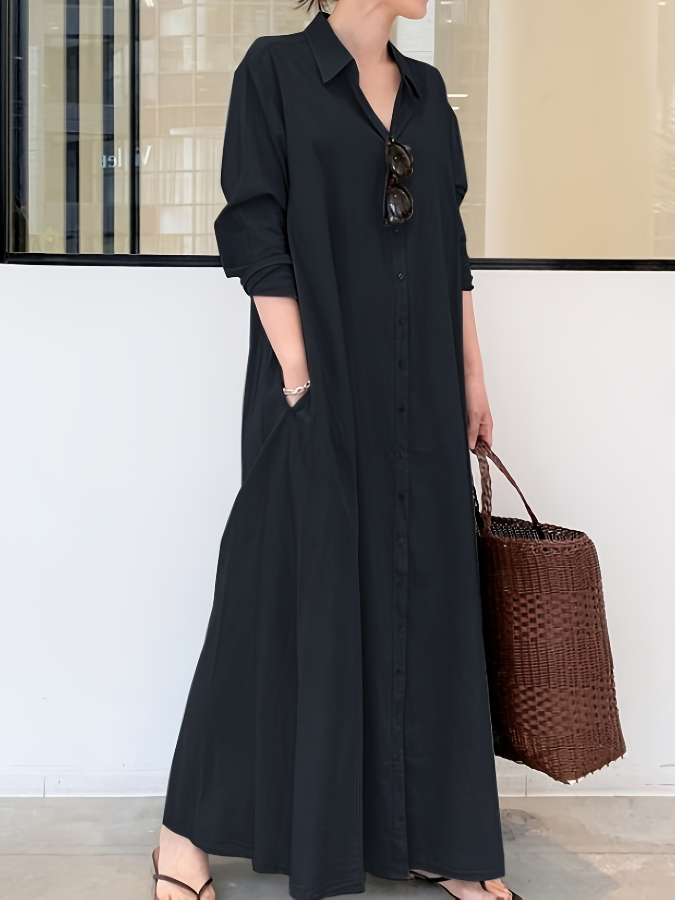 knee length dresses for ladies The Midi Cotton Shirt Dress main image 1