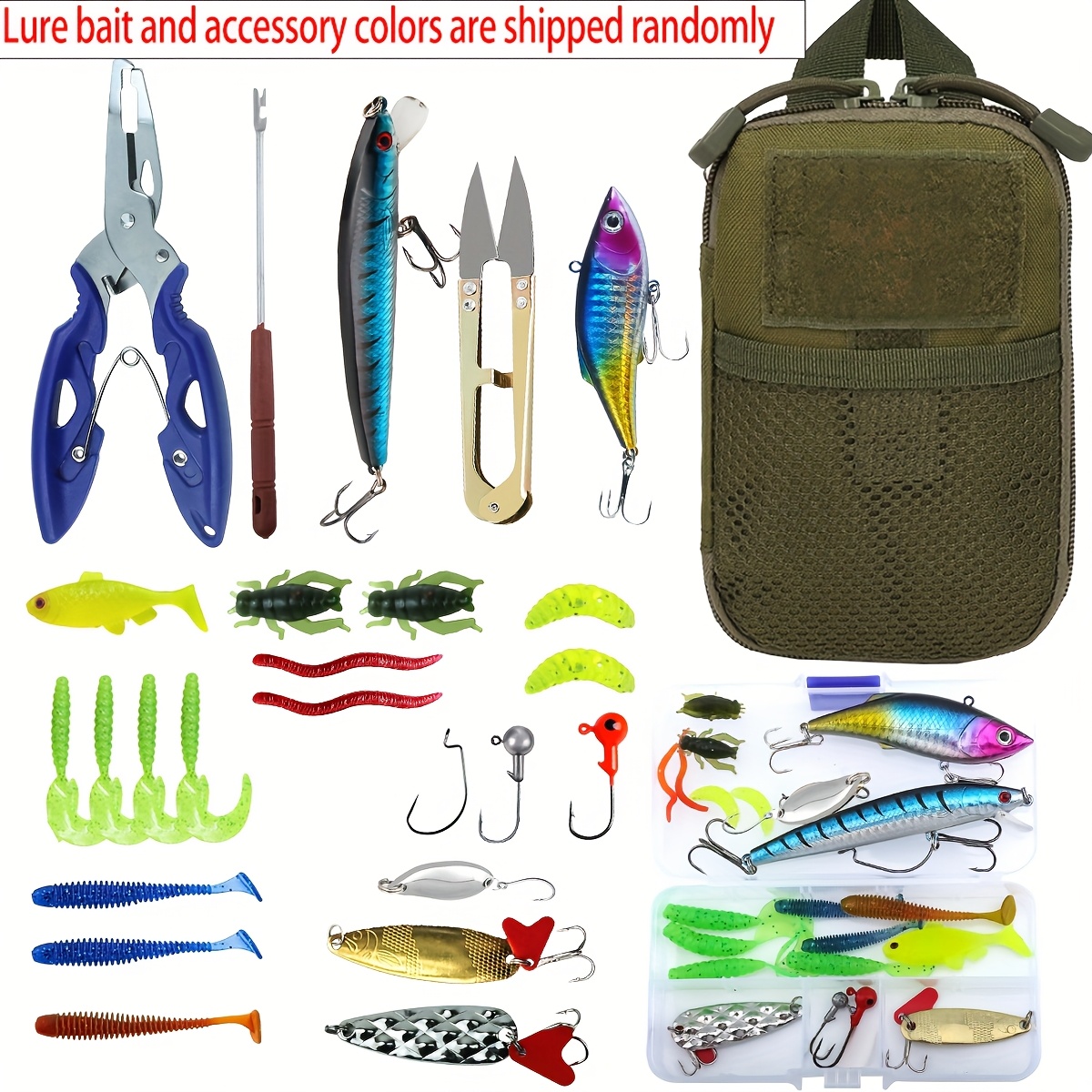 

Complete Fishing Kit With Tackle Box, Scissors, And Lure Pliers -