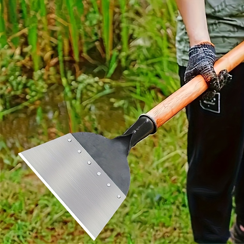 TEMU Large Garden Flathead Shovel, Garden Cleaning Shovel, Heavy Duty Floor Shovel, Metal Weeding Shovel For Lawn Edging, Snow And Ice Removal
