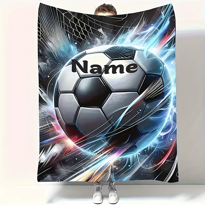 

Flannel Throw Blanket With Soccer Ball Design - & , Couch, Bed, Office, And Travel - Machine Washable, Comfort, Ideal Gift For Sports Fans,