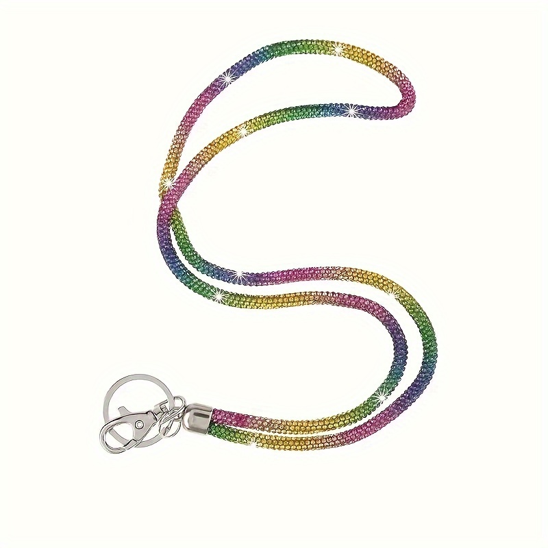 

Sparkling Rainbow Lanyard With Badge Clip - Silicone Material, Suitable For Office And Daily Use