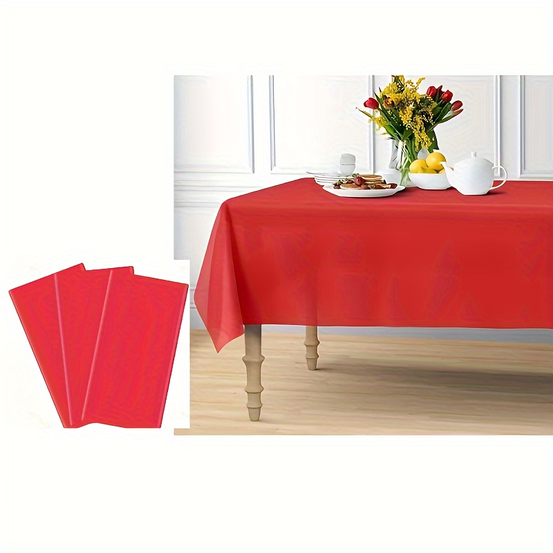 

3pcs Red Disposable Plastic Tablecloths, 54"x108" - For , Weddings, Christmas & Anniversaries