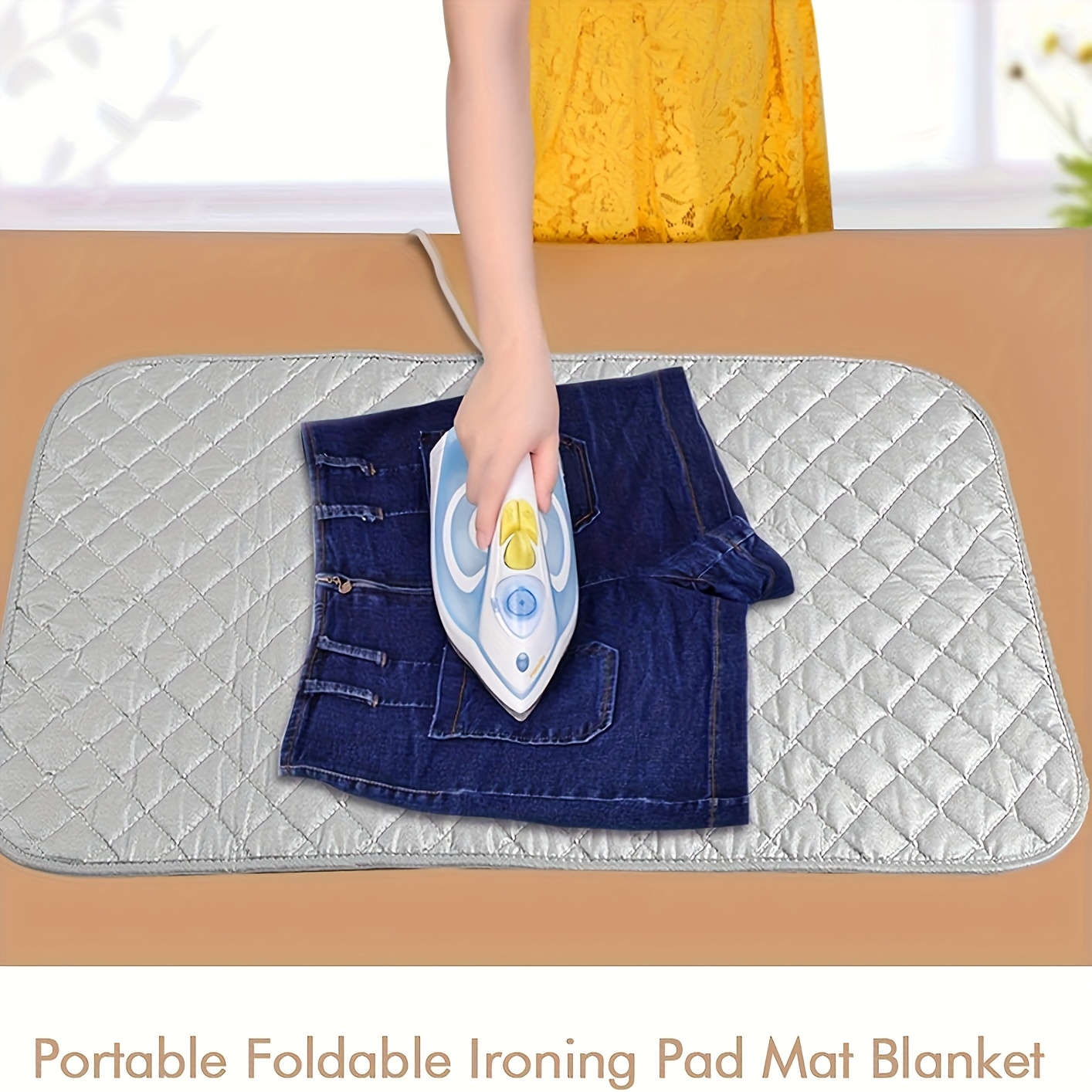 1pc portable foldable ironing mat blanket heat resistant pet material magnetic corner design for washer dryer ideal gift for   details 0